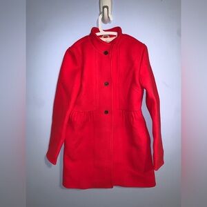Crewcuts JCREW size 16 Vibrant coral Red Button-Up funnel neck wool peacoat NWT
